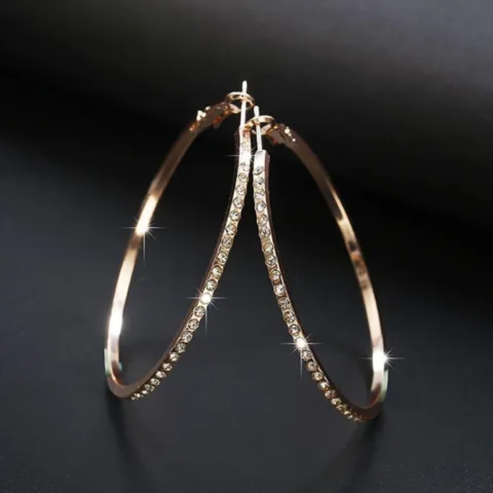 4/$25 Gold Hoops with Rhinestones